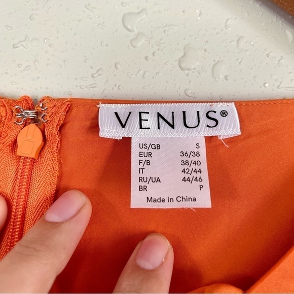 🦋 Venus Orange Bell Sleeve Lace Up Mini Dress Small Fall Halloween - Picture 4 of 7